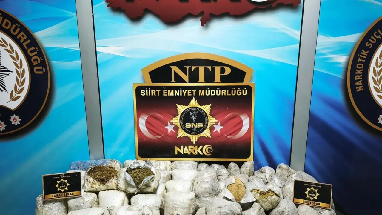 Siirt'te yünlerin arasına gizlenmiş 37 kilo esrar.